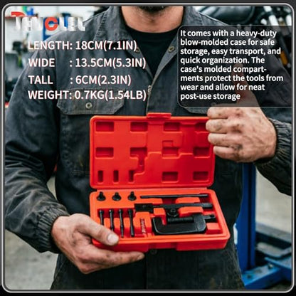 13PCS Chain Breaker Tool Kit with Rivet and Roller Chain Link Removal Tool, Chain Breaker Rivet Cutter Heavy Duty Chain Splitter for Motorcycle, Bike, ATV Chain Maintenance Set