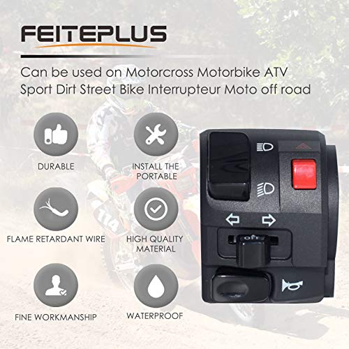 7/8" 22mm ATV Motorcycle Handlebar Control Switches Left Right for Horn Button Turn Signal Electric Fog Lamp Light Start Kill Warning Light