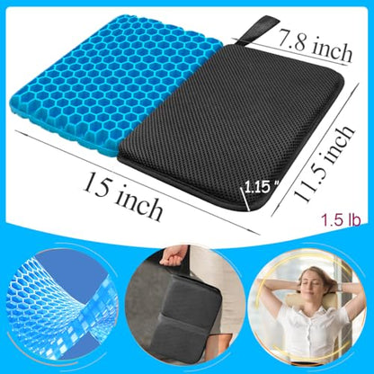masteymoh Foldable Seat Cushion (15.7" x 11.8") Portable Gel Seat Cushion for Travel with Honeycomb Design, Portable Travel Cushion for Camping, Stadium, Garden, Park Bench or Airplane Seat - size: 15"x11.5"x1.15"
