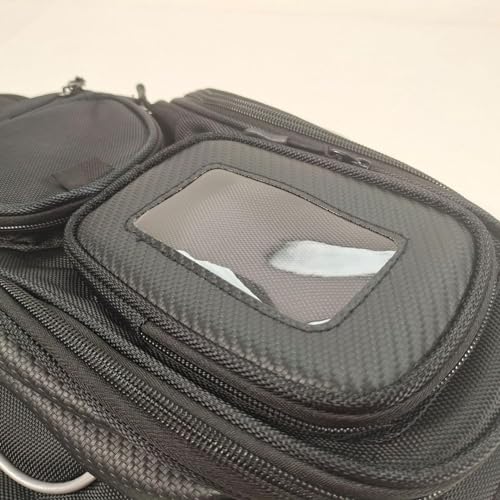Motorcycle Tank Bag - Water Resistant Motorbike Bag | Magnetic & Strap Mount | 6.7 Inch Capacity | Black Oxford Cloth | 12.6x7.09x5.12 Inches | Powersports Tank Bag