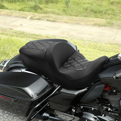 C.C. RIDER Motorcyle Gle Seat Hammock Seat for Harley Davidson Touring 2009-2023 Road King Street Glide Road Glide Electra Glide Tri Glide models - color: 34#Gel Black