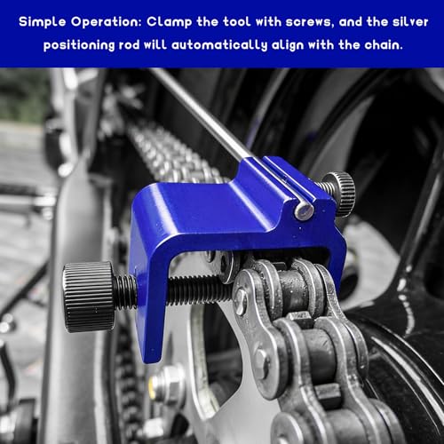 Chain Alignment Tool for Motorcycle, Professional Aluminum Alloy Sprocket Chain Adjustment Tool, Quick & Accurate Alignment Tools for ATV Scooter Dirt Bike Chains Maintenance (Blue) - color: Blue
