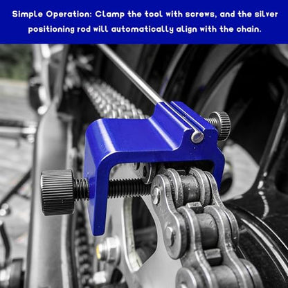Chain Alignment Tool for Motorcycle, Professional Aluminum Alloy Sprocket Chain Adjustment Tool, Quick & Accurate Alignment Tools for ATV Scooter Dirt Bike Chains Maintenance (Blue) - color: Blue
