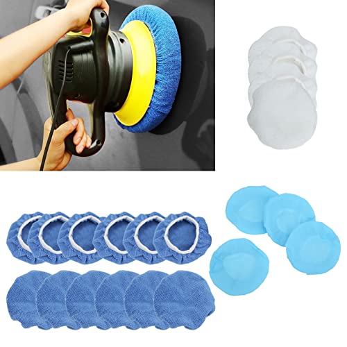 20 Pieces 6 Inch Microfiber Car Polisher Pad Buffing Bonnet Set for Waxing and Polishing Cars, Motorcycles, Ships, Boats