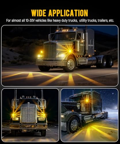 Partsam 1x Glass Watermelon Light Single-Face Amber LED Turn Signal Marker Light, Zinc Alloy Housing Clear Lens Post Mount for Peterbilt Freightliner Semi Truck Trailer, 12V - color: ClearLensAmberLights