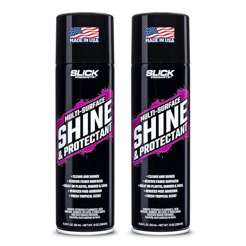 Slick Products Shine & Protectant Spray 17.35 FL OZ. - High Gloss Clear Coating Renew Vinyl, Plastic, Rubber, Trim, Tire, Car, Truck, Motorcycle, Dirt Bike (2-Pack) - size: 17.35 Fl Oz (Pack of 2)