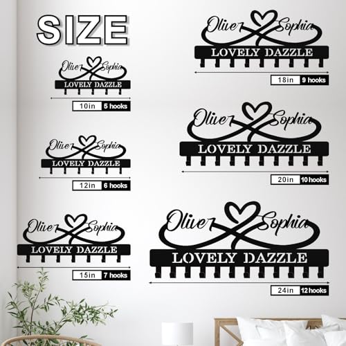 Personalized Key Holder Wall Mount - Custom Couple's Name Metal Key Rack Organizer, Wall Keys Hanger with Hooks for Home, Entryway, Kitchen, Hallway, Doorway - color: 01 Heart