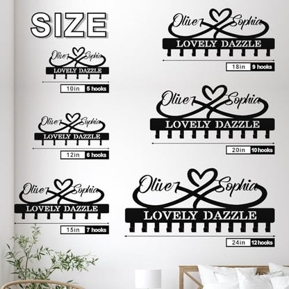 Personalized Key Holder Wall Mount - Custom Couple's Name Metal Key Rack Organizer, Wall Keys Hanger with Hooks for Home, Entryway, Kitchen, Hallway, Doorway - color: 01 Heart