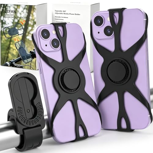 Bike Phone Mount 2 Pack, Bike Phone Holder, Motorcycle Cell Phone Mount- 360° Rotatable Silicone Bicycle Phone Holder Handlebar Phone Mount for 15 Pro Max / 14/13, S10 and More 4.7-6.8" Phone - size: 2 Pack