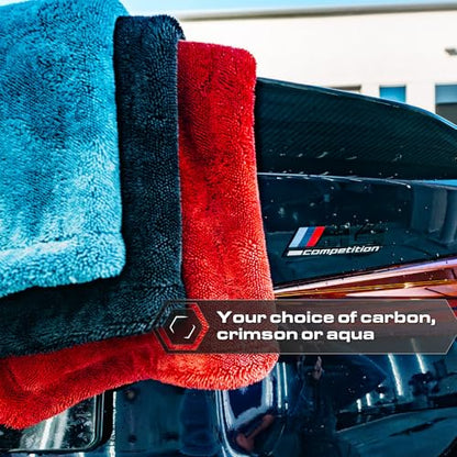 Blackline Car Drying Towel - 2ftx3ft XL-Popular Pick Among Detailing Pros -Aqua 1300 GSM Microfiber Accessory - Absorbs Over 8lbs of Water - Leaves No Streaks, Spots or Scratches - Dries an Entire Car - color: Aqua