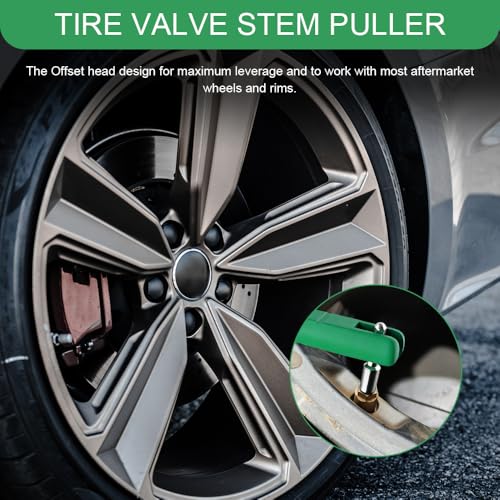 Tire Valve Stem Puller, Valve Stem Removal Tool, No Scratch High Tensile Strength Valves Lever Tool, Automotive Tire Repair Replacement Accessories for Most SUV Motorcycle Truck (Green) - color: Green
