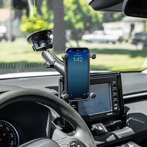 RAM MOUNTS X-Grip Large Windshield Phone Mount – Twist-Lock Suction Cup with Long Arm (RAM-B-166-C-UN10U) - style: Long Arm