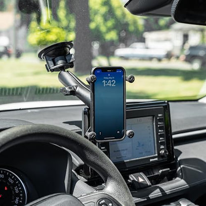RAM MOUNTS X-Grip Large Windshield Phone Mount – Twist-Lock Suction Cup with Long Arm (RAM-B-166-C-UN10U) - style: Long Arm