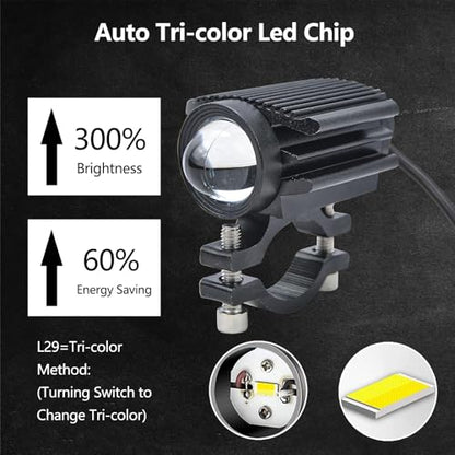 Motorcycle LED Driving Lights 60W 12000LM Fog Lights 6000K Driving Auxiliary Fog Lights Amber White Universal Fit for Motorcycle Truck ATV SUV Car Yacht, 2PCS