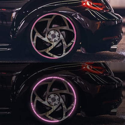 12PCS Reflective Car Wheel Stickers, Night Safety Warning Bicycle Stickers, Anti-Scratch Reflective Rim Decals for Car Motorcycle Cycling Bike (Purple) - color: Purple