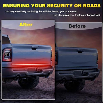 YUGUANG 60 Inch Tailgate Light Bar, Double Row LED Truck Tailgate Light Strip with Red Running Brake Lights Turn Signal White Reverse Lights - size: 60 Inch Red White