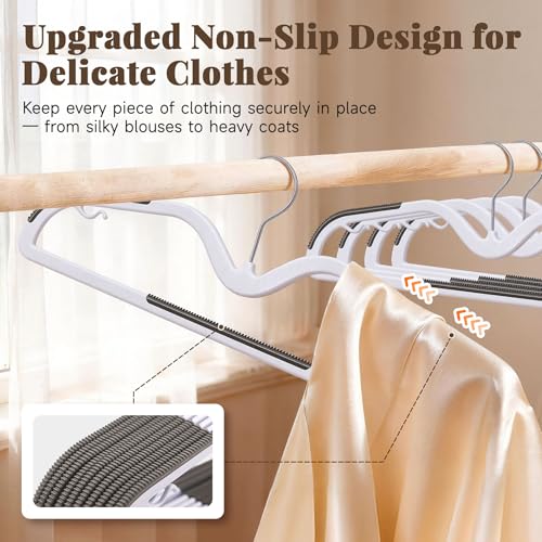 Short Neck Plastic Hangers 20 Pack, Space Saving Non-Slip Clothes Hangers with 360° Swivel Hook, Heavy Duty Slim Hangers for Shirts, Dresses, Coats, Closet Organizer(Grey)