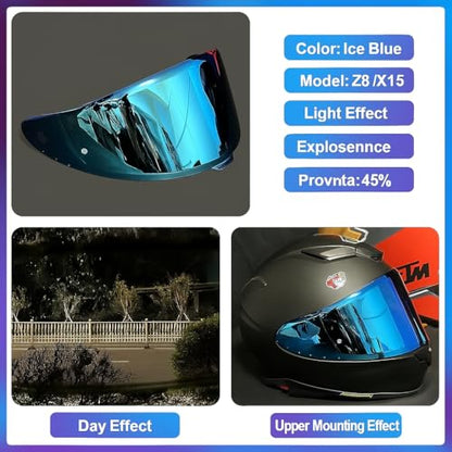 Shoei RF1400 X15 Helmet Visor Replacement Shield, Anti-Fog Sun Shield Accessory Compatible with RF-1400, X15, CWR-2, Z8, X-SPR PRO(Sapphire Blue) - color: Sapphire Blue