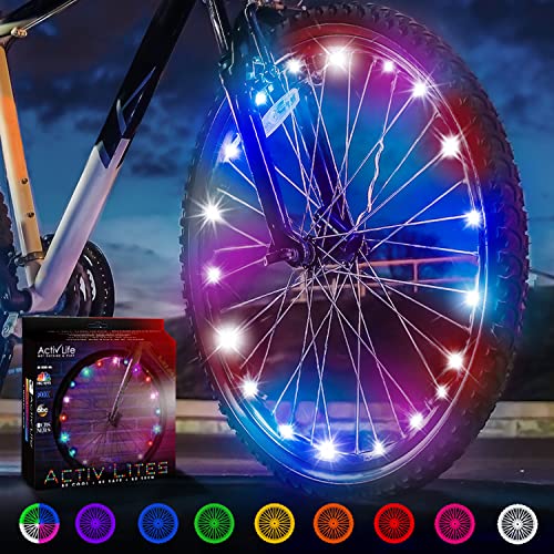 Activ Life LED Bike Wheel Lights with Batteries Included! Get 100% Brighter and Visible from All Angles for Ultimate Safety & Style (1 Tire Pack) - color: Galactic