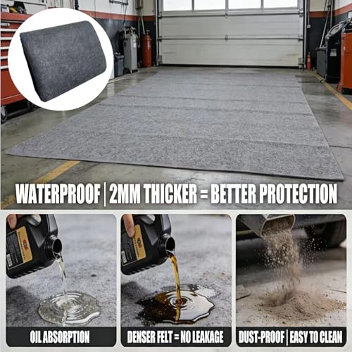 Golf Cart Garage Floor Mat 110inch x 59inch | Waterproof, Oil Absorbent, Anti-Slip Rubber Backing, Heavy Duty, Tear-Resistant, Easy to Clean. Fits ATV UTV Mower
