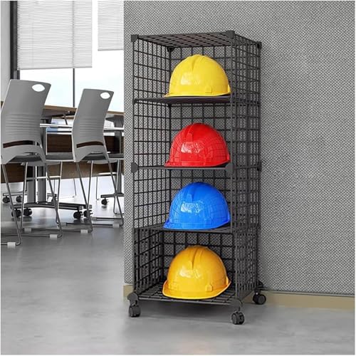 Stackable Safety Helmet Storage Boxes, Large Adjustable Hard Hat Placement Organizer Rack with Wheels for Construction Site/Garage/Workshop/Factory Helmet Display Shelf (1 * 4) - size: 1*4