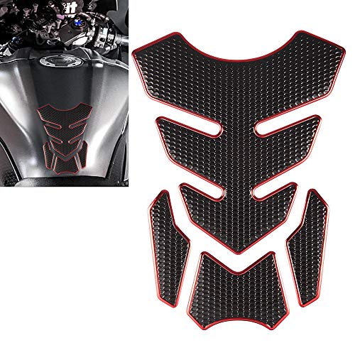 TOMALL 3D Gas Protector - Soft Rubber Tank Pad Decal, Anti Slip Waterproof Motorcycle Sticker (Red) - color: Red