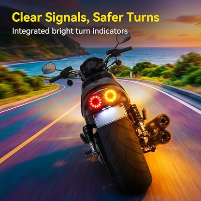 ANKIA 40-LED 40W Motorcycle Tail Light Integrated Running Lamp Brake&Turn Signal Light with License Plate Bracket for Harly Motorcycle Street Bike Cruiser Chopper (Black) - color: Black