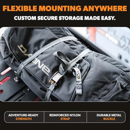 Flatline Van Co Heavy-Duty 1-Inch Cam Strap System - Adventure Van L-Track Anchors - 680 lb Nylon Cam Buckle Straps & Cam Buckle Tie Down Straps, 4-Pack 96"