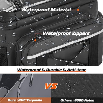 HODRANT Waterproof Motorcycle Handlebar Bag, Dirtbike Handlebar Bag for Cruiser Softail Dyna Sportsters, Bicycle Tool Storage Pouch with PVC Clear Window & USB Charge Hole, Bag Only