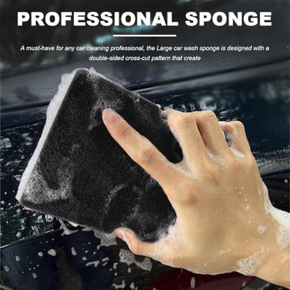 Car Wash Sponge, Large Scratch-Free Cross Cut Sponge for Soap and Rinseless Washing, Durable Ultra Soft Foam Grid Extra Absorbent Car Cleaning Sponge Pad, Car Accessories (Black) - color: Black