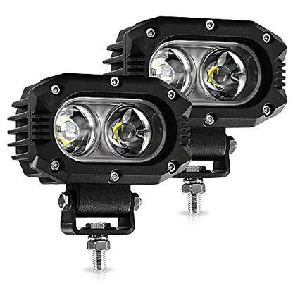 UNI-SHINE 2pcs 4 Inch LED Pod Lights, Off-Road Flood & Driving Cube Lights for Motorcycle, Truck, ATV, UTV, SUV, Boat - color: White Flood