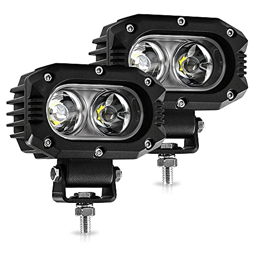 UNI-SHINE 2pcs 4 Inch LED Pod Lights, Off-Road Flood & Driving Cube Lights for Motorcycle, Truck, ATV, UTV, SUV, Boat - color: White Flood