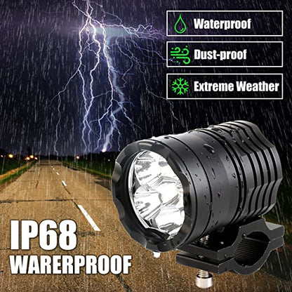 Motorcycle Driving Lights 12-60V 40W 3600LM LED Fog Lights for ATV UTV Bike Car Truck Boat Forklift Waterproof LED Spotlights with 6 Light Beads High Low Strobe Beam Switch Universal (Black 2) - color: Black 2