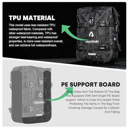 Motorcycle Crash Bar Bag Waterproof Storage Capacity 6L/8L Bumper pack Fender pouch Universal motor kit bags (8L Black Camo) - color: 8L Black Came