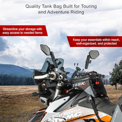 Tusk Olympus Large Tank Bag Black/Tan Durable Off-Road Motorcycle Storage Bag with Multiple Compartments and Secure Mounting - size: Tan Large