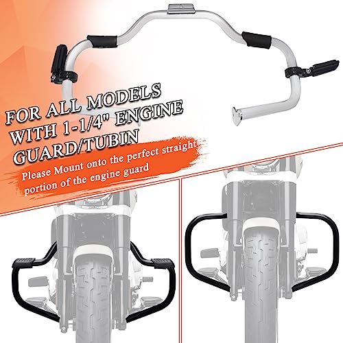 FOVPLUE 1.25" Highway Footpegs, Adjustable Footrest w/Mounting P-Clamps for Harley Touring Softail Dyna Sportster Honda Kawasaki Suzuki Yamaha Indian Victory w/1-1/4" Engine Guard, Gloss Black#2 - color: Black Highway Footpegs