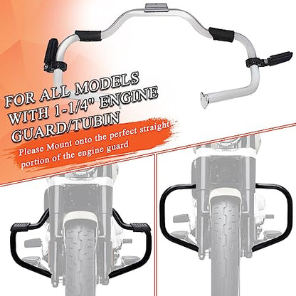 FOVPLUE 1.25" Highway Footpegs, Adjustable Footrest w/Mounting P-Clamps for Harley Touring Softail Dyna Sportster Honda Kawasaki Suzuki Yamaha Indian Victory w/1-1/4" Engine Guard, Gloss Black#2 - color: Black Highway Footpegs