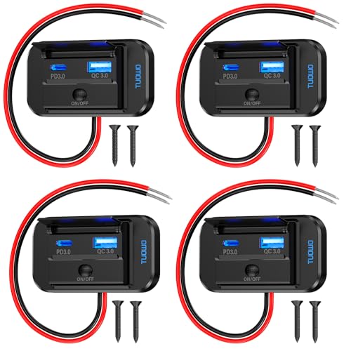 USB Outlet Panel 4-Pack - 54W Fast Charging Type-C PD 36W + USB-A QC 3.0 18W 12V/24V Surface Mount for RV Marine Truck Bus Golf Cart - color: 4 Packs