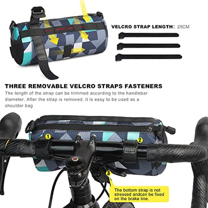 Rhinowalk Bike Handlebar Bag, Bicycle Front Bag Shoulder Bag Storage Bag with Shoulder Strap for Road Mountain Bike Cycling Travel - color: Camouflage Blue