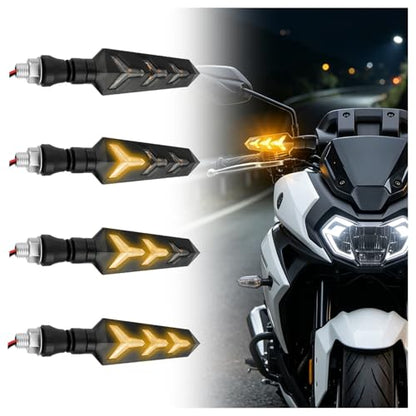 4PCS Y Shape Motorcycle Turn Signals LED,12V Motorcycle Blinkers | Flowing Motorcycles Front Turn Signals,Amber LED Lights,Universal Fits Motorbike Scooter Off Road