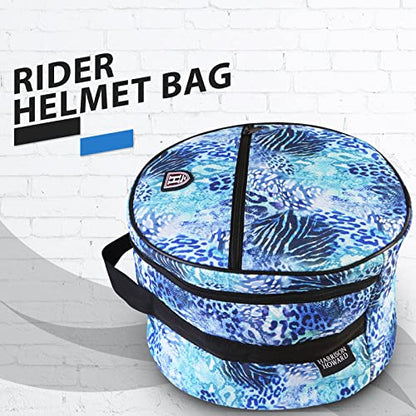 Harrison Howard Equestrian Motorcycle Riding Waterproof Helmet Bag Helmet Case Storage Carring Bag - color: Icyblue Leopard