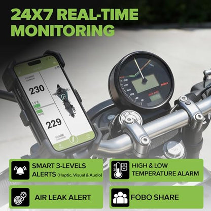 FOBO Bike LITE Wireless Tire Pressure Monitoring System (TPMS) – Bluetooth 5.0 Tire Pressure Sensor | Real-Time Tire Pressure Monitoring | Easy QR App Setup | iOS & Android Compatible TPMS Sensors