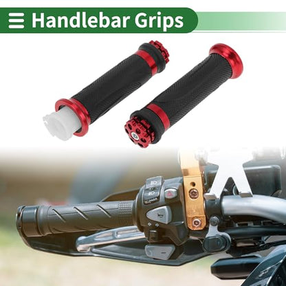 7/8" 22mm 15/16" 24mm Motorcycle Hand Grips Cover Kit Non Slip Aluminum Alloy Rubber Handlebar Hand Grips for Motorcycle Scooter Bicycle ATV Red 1Set - color: Red