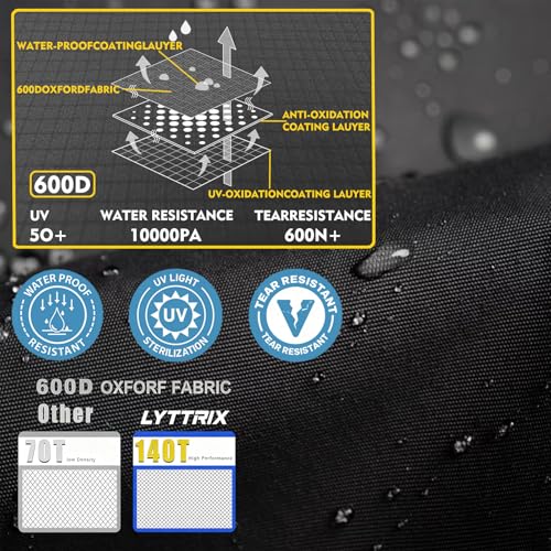 600D Motorcycle Cover Waterproof Outdoor Suitable for Touring Models Harley Davidson Road King, Street Glide,Electra Glide,Road Glide,Low Rider-St Black - color: Black