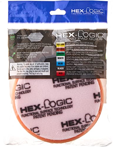 Chemical Guys BUFX_102_HEX5 Hex-Logic Medium-Heavy Cutting Pad, Orange, 5.5" Pad Made for 5" Backing Plates, 1 Pad Included - size: 5.5 Inch Pad (1 Pack), style: Medium Cutting