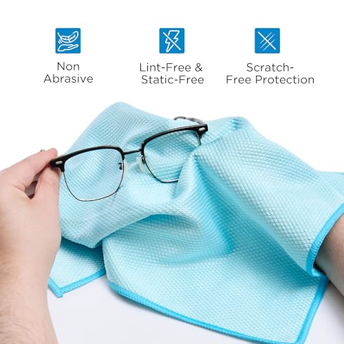 Microfiber Glass Cleaning Cloth, White Purple Blue, 6 Pack | 15.5x15.5 Inches Lint Free Streak Free Stainless Steel Cloth For Window Screen Car - color: Blue Purple White