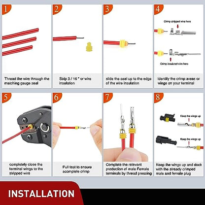 Nilight 120PCS 1 Pin Electrical Connector ‎Plug Male Female Terminal Wire Connectors Waterproof One Way Automotive Connect Set for Car Truck Motorcycle Marine Boat 20 Sets - size: 1Pin Connector 200Pcs