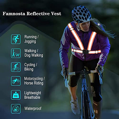 Running Reflective Vest Gear 3 Pack, Adjustable Safety Vest High Visible Reflective Belt Straps Night Walking Vest - color: Green,Orange,Yellew