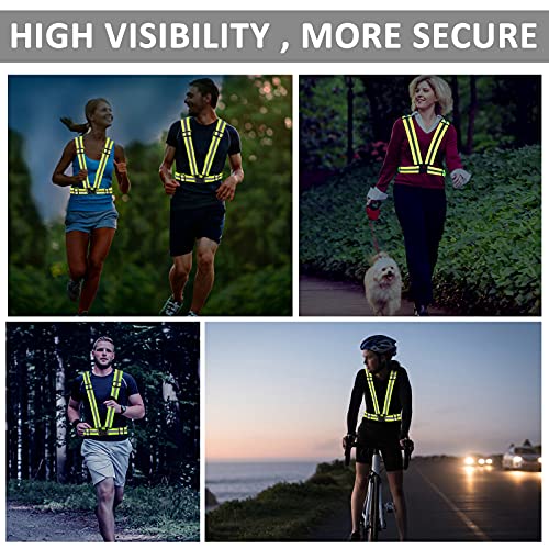 Reflective Vest - Running Vest Reflector, Reflective Running Vest with Safety Straps, High Visibility Reflector - color: P-20pcs Green