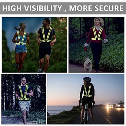 Reflective Vest - Running Vest Reflector, Reflective Running Vest with Safety Straps, High Visibility Reflector - color: P-20pcs Green